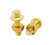 Foyoram Lot de 2 boulons hexagonaux M10 x 25 mm avec bride et écrous hexagonaux en laiton CuZn40Pb2 CW617N - Boulons hexagonaux à bride (M10 x 25 mm, 2)