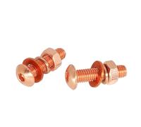 Foyoram Lot de 2 vis à tête bombée M8 x 40 mm en cuivre pur avec six pans creux, rondelles à ressort, écrous T2 en cuivre hexagonal, boulons, boulons, boulons, rondelles hexagonales, écrous hexagonaux