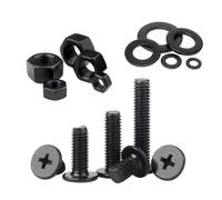 Foyoram Lot de 50 vis à tête bombée M2,5 x 4 mm avec empreinte cruciforme, en acier inoxydable, noirs, écrous et disque plat, vis à tête plate avec empreinte cruciforme et grande tête (M2,5 x 4 mm)