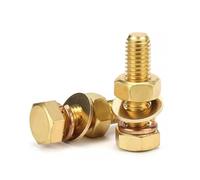 Foyoram Vis à tête hexagonale M8 x 25 mm en laiton, disque plat, rondelles à ressort, écrous, boulons combinés (M8, 4 pièces, M8 x 25 mm)