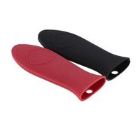 Foyscr Lot de 2 poignee poele, Supports en Silicone pour poignée de poêle, Couvercle de poignée en Fonte, sûr et Durable pour poêles en Fonte et poêles en métal (Rouge + Noir)