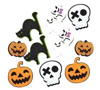 FOYTOKI 12pièces Accessoires Halloween Feutrine Motifs Variés Citrouille Fantôme Crâne Pour Créations Artisanales Et Décorations Feutrine Non-tissée Colorée Pour Costumes Et