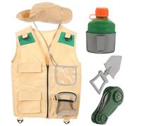 FOYTOKI 1Ensemble Kit Exploration pour Garçon Fille de Gilet Chapeau Pelle Bouilloire et Costume de Cosplay Archéologie et Insectes Aventure Plein Air
