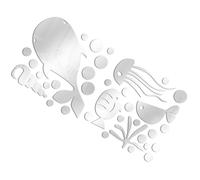 FOYTOKI 1ensemble Sticker Mural Miroir Acrylique Argenté Autocollant Adhésif Décoration Murale Océan Poisson pour Chambre Salon Salle de Bain