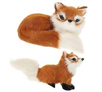 FOYTOKI 2 Pièces Figurines de Modèles Décoratifs Réalistes pour Maison Renard Couché Renard Animaux Accessoires de Décoration Multifonctionnels