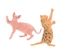 FOYTOKI 2 pièces Figurines Miniatures Chat Réaliste Modèles Chat sans Poils et Léopard Décorations Légères et Portables pour Bureau Maison Collection et Cadeau