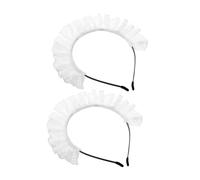 FOYTOKI 2 Pièces Lolita Princess Headband Ruffled Lace Hairband For Women Fabric Maid Headdress For Cosplay Gothic Tea Party Lolita Costume