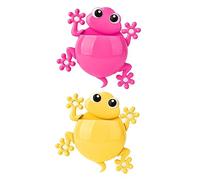 FOYTOKI 2 pièces Porte Brosses Dents Mural Cartoon avec Ventouses Support Mural pour Brosses Garçon Fille Lot de Jaune et Rose Rangement Hygiénique et Gain de Place