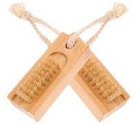 FOYTOKI 2pcs brosse en bambou naturel à poils durs double face, outil de nettoyage des ongles facile à transporter pour soins de manucure à domicile