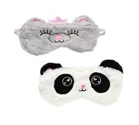 FOYTOKI 2pièces Masque De Sommeil Panda Et Ours Bandeau Doux Pour Yeux Cache-lumière Confortable Et Original Pour Voyage Méditation Et Détente Lot