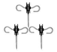 FOYTOKI 3 Pièces Ancre de Poteau Bois pour Clôture Électrique Isolateurs à Double Crochet Vissables Anneaux de Fixation pour Portail Résistant à Humidité aux UV Accessoires de Clôture