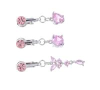 FOYTOKI 3 Pièces Faux Piercing Nombril Clips et Cœur Zircon Femme Bijoux Ventres Rondes Élégants Accessoires Mode