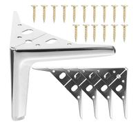 FOYTOKI 4 Pièces Pied de Support en Acier Argenté Réglable DIY | Design Triangulaire, Style Classique Élégant, Rehausse les Sofas et Commodes, Protège les Sols, Remplacement Pratique