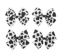 FOYTOKI 4 Pièces Pinces à Cheveux Noeud Imprimé Vache pour Garçon Fille Barrettes Noires et Blanches Confortables Doux Clips Alligator Durables pour Bébés Filles et Tout-petits