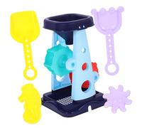 FOYTOKI 5 pièces Jouets de Plage Parent Garçon Fille avec Seau Pelle Râteau et Sablier Bleu Kit Interactif de Jeux de Sable pour Garçons et Filles