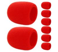 FOYTOKI 8pcs Couvre-micro en Éponge Rouge pour Microphone Portable, du Vent Bruit, Adapté pour Ktv et Performances sur Scène