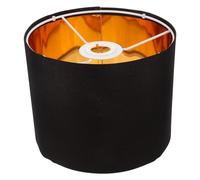 FOYTOKI Abat-jour en Lin Naturel 20x16 Cm Rond E27, Intérieur Doré et Extérieur Noir, Accessoire pour Luminaire, Abat-jour de Lampe de Table et Applique Murale, Couverture Légère