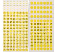 FOYTOKI Autocollants Numérotés Ronds Jaunes 1 à 100, Système de Numérotation Léger, 10 Feuilles de Stickers Adhésifs pour Casiers et Rangement de Bureau