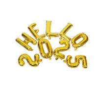 FOYTOKI Ballons Aluminium «Bonjour 2025» Dorés Kit Décoratif pour Fête du Nouvel An et Remise de Diplômes Accessoires Photo Résistants Décoration Murale et Festive Lot Complet