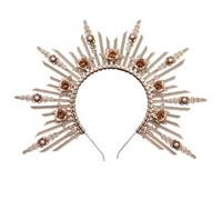 FOYTOKI Bandeau Couronne Lolita Accessoire Délicat et Unique en Plastique Doré pour Décoration de Cheveux pour Séance Photo ou Concours de Beauté