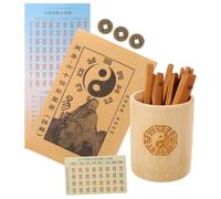 FOYTOKI Bâtons de Divination Chinois en Bambou 16 Pièces avec Tube en Bambou et Livret - Accessoires Traditionnels pour Jeu de Divination Pratique du Tai-Chi et Feng Shui Kit Compact et