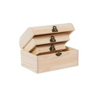 FOYTOKI Boîte Bois Arquée avec Serrure Lot de Capacité Spacieuse Multi-usage pour Rangement Bijoux Cosmétiques Bricolage DIY pour Maison et Atelier