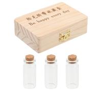FOYTOKI Boîte de Recueil de Cheveux Fœtaux en Bois 3 Flacons en Verre pour Conservation Douce et Sécurisée, pour Garder Souvenir Précieux de Bébé