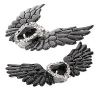 FOYTOKI Boucles de Chaussures Gothiques D’Ailes D’Ange et Cœur avec Pierres Noires Clips Décoratifs pour Bottines Accessoires Légers et Flexibles pour Soirées et Mariages