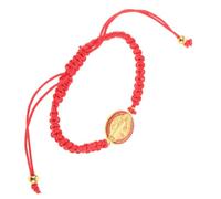 FOYTOKI Bracelet Tissé Artisanal Saint Benoît Rouge Léger et Portable en Alliage et Corde, Réglable pour Tenue Formelle ou Sportswear Élégante