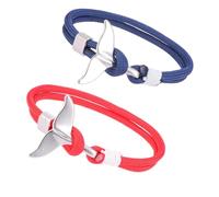 FOYTOKI Bracelets Couple Queue de Baleine 2 Pièces en Paracorde Corde de Survie Bleu Marin et Gris, Fermoir Métal Résistant, Style Nautique Décontracté pour Homme et Femme
