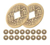 FOYTOKI Brass Lucky Coins 18pcs Chinese Feng Shui Divination Coins 4 cm for Home Decor and Car Decor, Resistant to Tarnish, Traditional Chinese New Year Charms