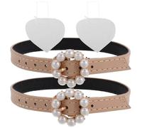FOYTOKI Brides de chaussure pour femme avec chaînes en plastique perlé, sangles à talons hauts ajustables en cuir synthétique beige, antidérapantes pour chaussures lâches et événements