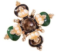 FOYTOKI Broche Baroque Croix pour Femme en Alliage Léger Perles Vertes Broche Décorative pour Vêtements Élégante Accessoire Rétro pour Fête et Présent