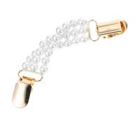 FOYTOKI Broche pour Cardigan Femme Clips de Col en Fausses Perles Blanches Chaîne Anti-Dévoilement Pince à Châle Rétro pour Pulls Robe et Chemise Accessoire Vestimentaire Élégant et