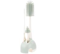 FOYTOKI Brosse à Biberon en Silicone Rotative Support, Kit de Nettoyage pour Tétines et Bouteilles, Ensemble Boîte de Rangement Éléphant, Couleur Vert Clair