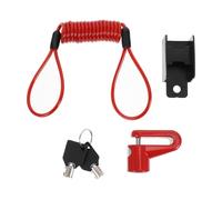 FOYTOKI Câble de Rappel Antivol Rouge pour Verrou de Frein à Disque Moto et Vélo, Protection Fiable en Pvc et Acier, pour Stationnement Extérieur