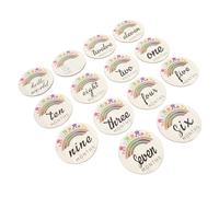 FOYTOKI Cartes Mensuelles pour Bébé en Bois 14 Pièces Ensemble de Cartes Souvenir Accessoire Photo Bébé Solide et Sûr pour Suivi Croissance et Moments Précieux