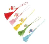 FOYTOKI Chaîne de téléphone adorable 5 pièces pendentifs en céramique en forme de chat avec petite cloche pour porte-clés et sacs à dos usage quotidien et décoration Plusieurs styles