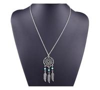FOYTOKI Collier Attrape-rêves Bohème à Pendentif Ailes et Plumes Décoration avec Trois Turquoises Léger et Confortable pour Femmes Bijou Spécial Cérémonie et Soirée