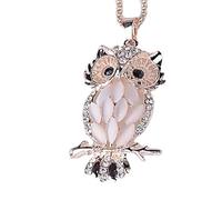 FOYTOKI Collier Hibou pour Femme en Alliage Pierre Œil de Chat, Long Collier Facile à Porter et Difficile à Perdre, Saint-valentin