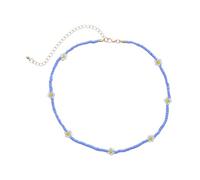 FOYTOKI Collier Ras Du Cou Tissé Créatif avec Perles Colorées et Fleurs Marguerites pour Femmes Bijou Élégant et Confortable pour Cadeau Anniversaire et Fête