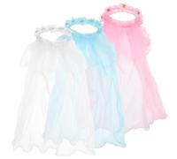 FOYTOKI Couronne de Fleurs avec Voile en Tissus 3 Pièces pour Cheveux Accessoire Coiffure Confortable et Facile à Porter, pour Photographie et Activités des Petites Filles