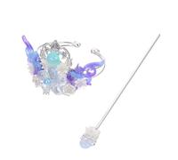 FOYTOKI Diadème Han et Épingles à Cheveux Classiques 2 Pièces, Tailles Standard, Décoration Capillaire de Style Chinois Argenté Dégradé Bleu, Accessoires Coiffure Traditionnelle Hanfu