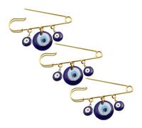 FOYTOKI Épingles à Pull Œil Maléfique 3 Pièces en Alliage Résine Bleu Turquoise, Épingles à Châle Sûres pour Vêtements Quotidiens et Festivals, Résistantes et Non Déformables