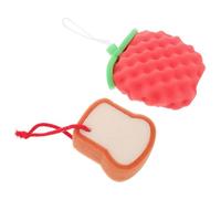 FOYTOKI Éponge de Bain pour Bébé 2 Pièces Rouge Douce et Facile à Tenir en Éponge et Nylon pour Nettoyage Corporel Délicat des Garçon et Filles