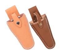 FOYTOKI Étui de Protection pour Sécateur 2 Pièces en Cuir de Vachette Épais, Porte-ciseaux de Jardin Marron et Jaune, avec Clip de Ceinture, Accessoire D’outillage Jardin Pratique