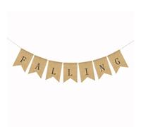 FOYTOKI Falling In Love Facile à Ranger Bannière en Lin Réutilisable Guirlande de Fanions Kaki pour Décoration de Fête D'automne et Thanksgiving pour Mur et Fenêtre