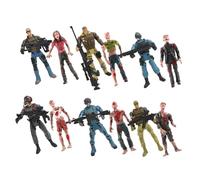 FOYTOKI Figurines de Soldats Articulées 12 Pcs - 6 Zombies 96 CM 6 Mercenaires 10 CM en Plastique Éducatif de Simulation Militaire Décor Miniature pour Jeu D’Intérieur