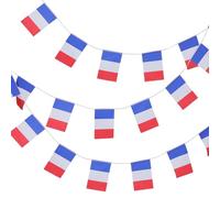 FOYTOKI Guirlande de Drapeaux Français en Polyester Doublement Cousue, Résistante à L'usure, Facile à Accrocher, pour Balcons et Murs, 25 Mini Fanions par Set