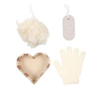 FOYTOKI Kit De Nettoyage Corporel Exfoliant 3 Pièces Coffret Soin Bain Brosse De Bain Pierre à Pied Ovale 9,5x4,5x1,5 Cm Gommage Corps Complet Femme Usage Quotidien En Bois